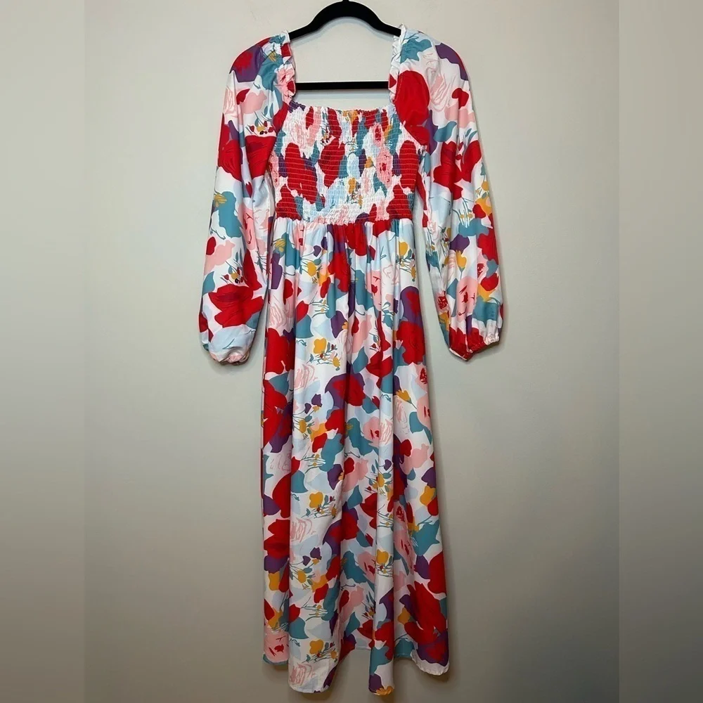 Floral Print Smocked Maxi Dress Size S - Picture 10 of 11